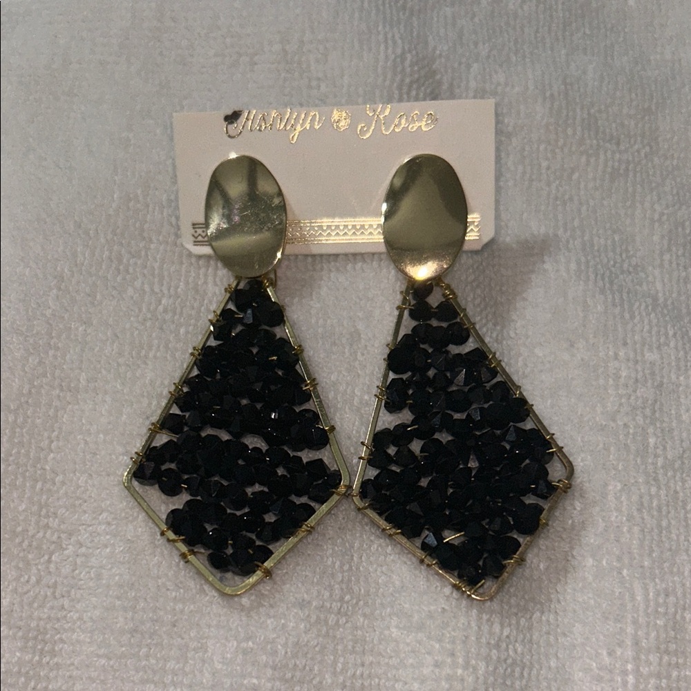Black and Gold Geometric Earrings